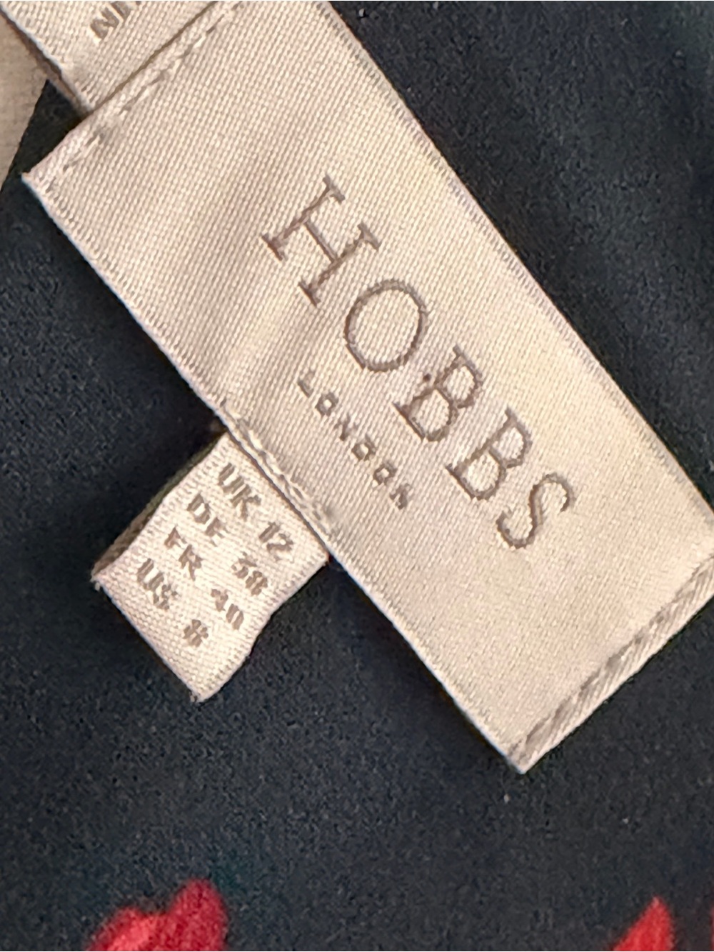 Hobbs London Black Dress with Red Floral Detail - Picture 3 of 5